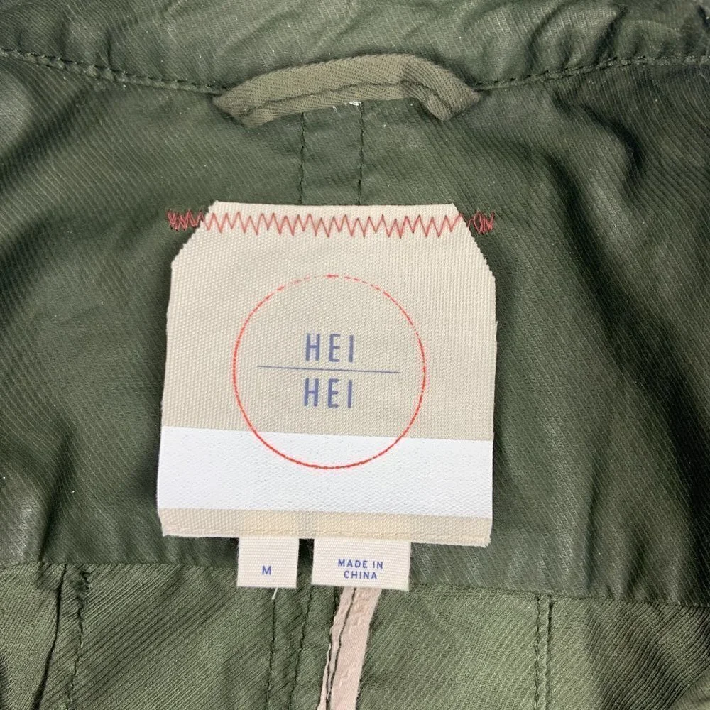 Hei Hei Womens Jacket Long Sleeve Button Down Green Medium